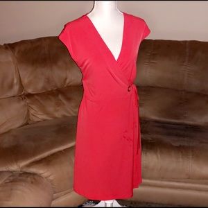 IVANKA TRUMP Orange Wrap Side Tie Short Sleeve Dress